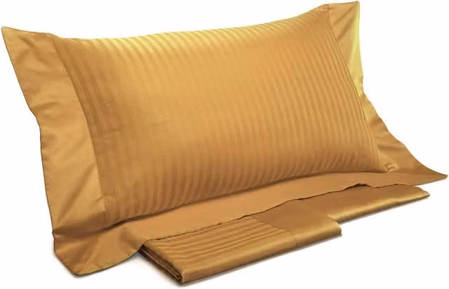Set Copripiumino Matrimoniale Mitera Zucca in Cotone Mako Satin Rosso e Oro con Lenzuolo e Federe L/P/H: 160x200 cm e 40x80 cm