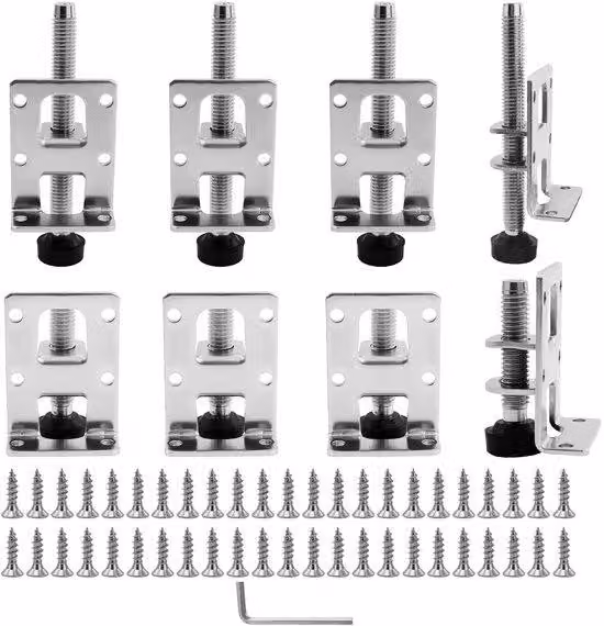Piedini regolabili per mobili - Set da 8 - Realizzati in acciaio laminato a freddo di alta qualità - 55/102 mm - Livellatori per mobili - Con viti