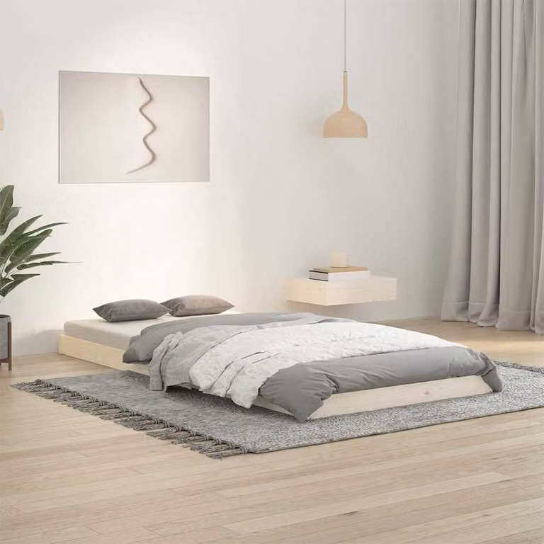 vidaXL Giroletto in legno massello di pino bianco con doghe piatte per adulti, L/P/H: 203.5 x 90 x 94 cm
