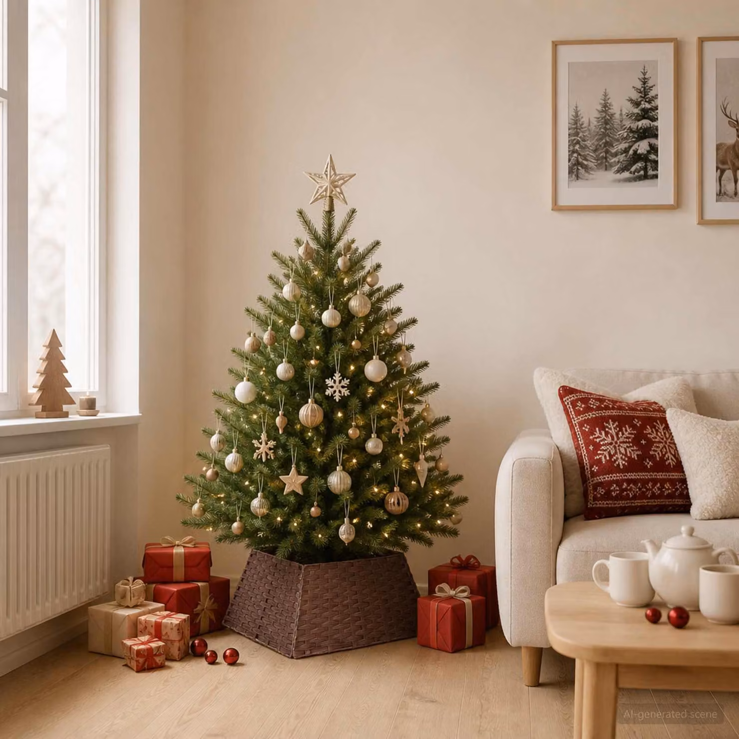 vidaXL Collare per Albero di Natale Quadrato Marrone Scuro polyrattan
