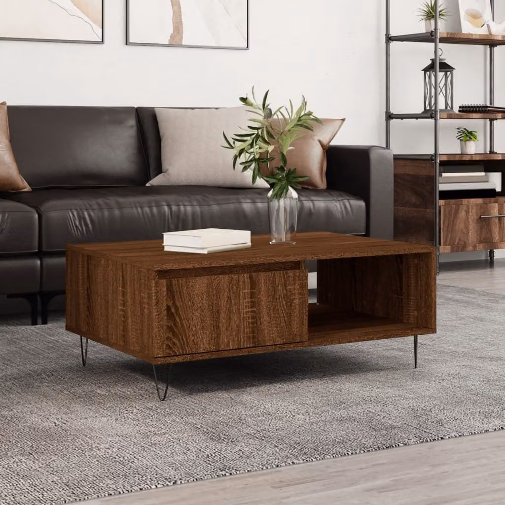 Maison Exclusive - Tavolino da salotto effetto rovere marrone 90x60x35 cm Materiale ligneo