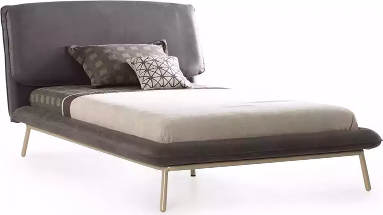 Bettrahmen Bett 100 cm Bettgestell Polsterbett Stoff Grau Jugendbett