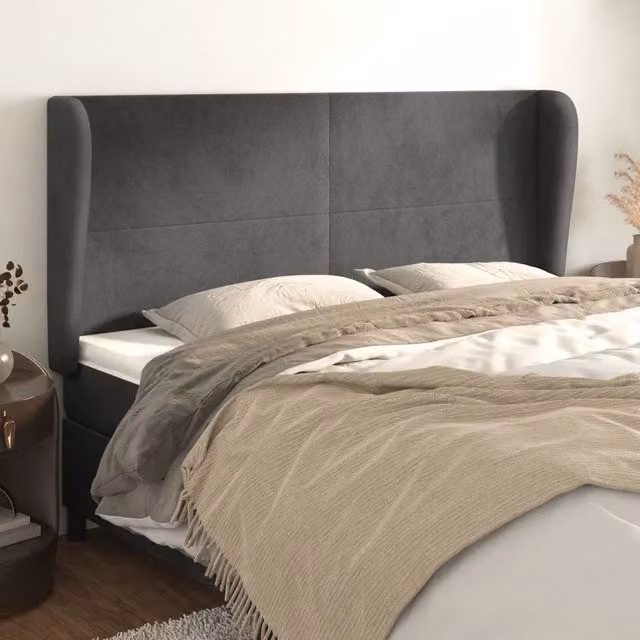 Testiera ad Orecchio-Testata con Orecchie GrigioScuro 203x23x118/128cm in Velluto 123326