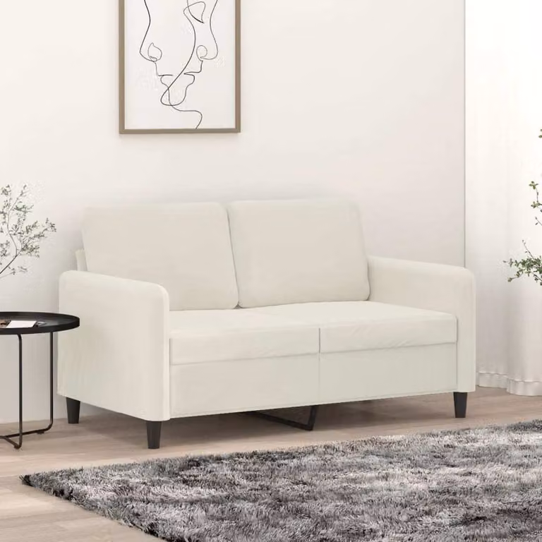 Divano a due posti, colore crema, in velluto, collezione Maison Exclusive, dimensioni 120 cm