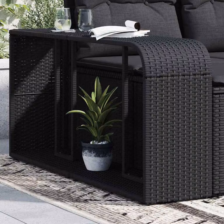 Set di 2 scaffali portaoggetti vidaXL in rattan e metallo neri per giardino con design moderno