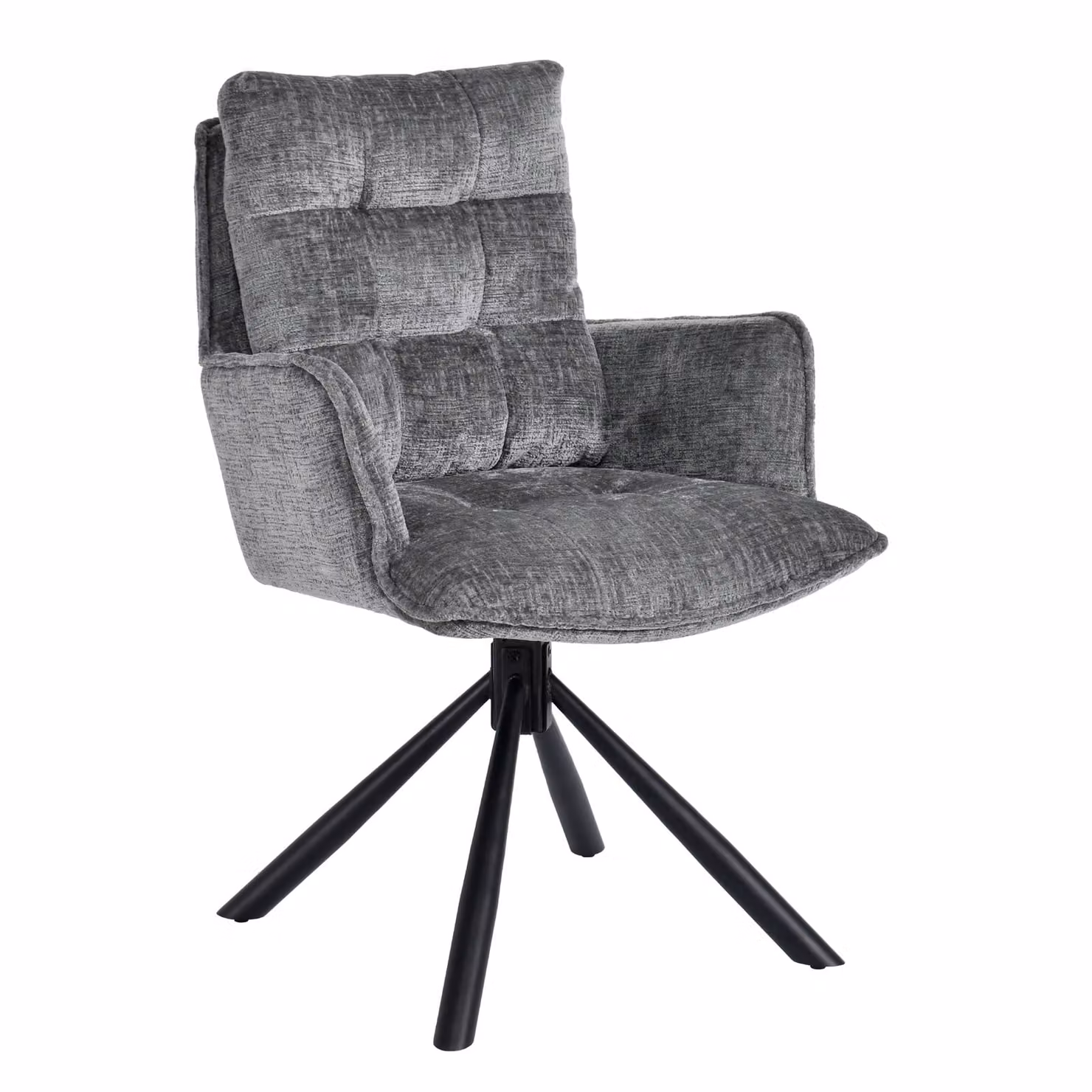 Sedia da pranzo Duhome girevole a 360° Poltrona lounge Sedia in ciniglia Poltrona ergonomica con funzione di ritorno per ufficio, cucina, soggiorno, camera da letto, grigio