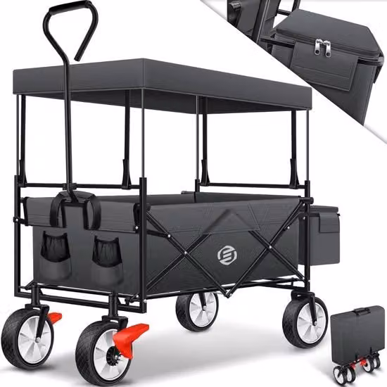 Carrello Bolder con Ruote Girevoli - Opzione Opaca - Carrello con Multipli Livelli - Carrello per Spiaggia con Ruote Girevoli