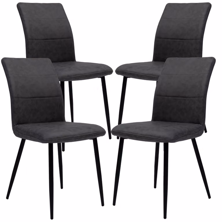 Sedie da pranzo moderne in pelle - comode sedie con parte anteriore trapuntata e schienale imbottito - sedie da cucina imbottite con schienale curvo per un maggiore comfort di seduta , Qtà:4 pz;Colore:Antracite