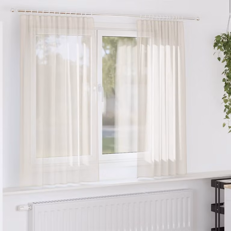 Set di 2 tende in voile semi-trasparenti vidaXL color beige con tasche per asta in poliestere