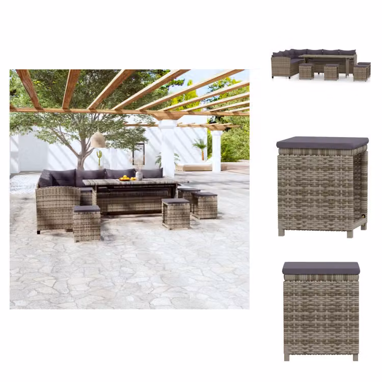 vidaXL set da salotto da giardino 6 pezzi con cuscini in poly rattan grigio - Set di mobili da giardino