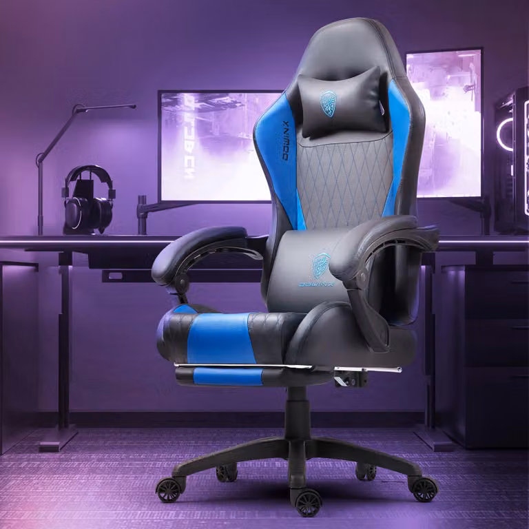 Sedia da ufficio - Sedia da lavoro - Sedia per computer - Sedia da gaming - Sedia ergonomica - Blu - Imbottitura del sedile a molle insacchettate