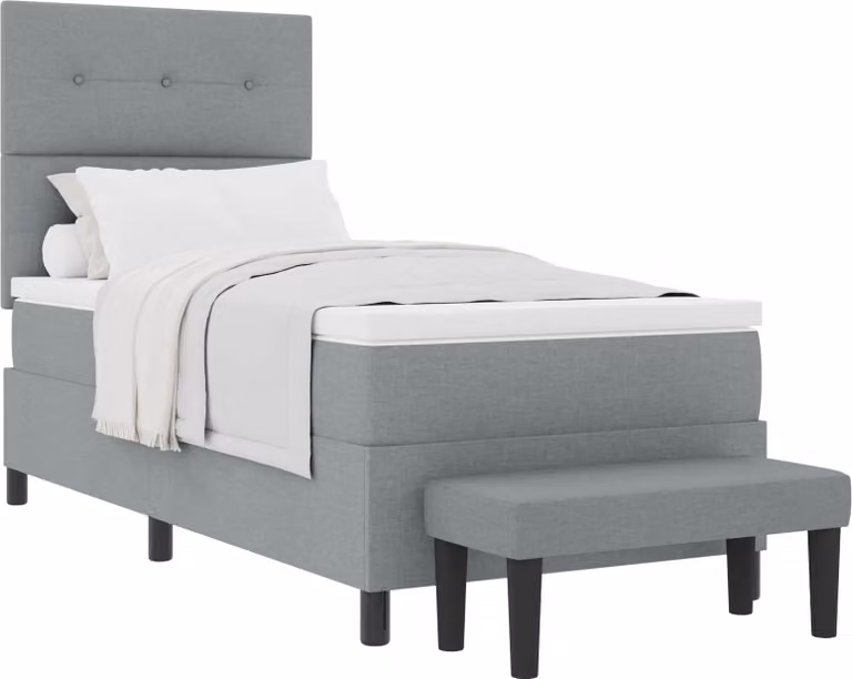 Letto a molle con testiera Grigio chiaro 90 x 190 cm Tessuto