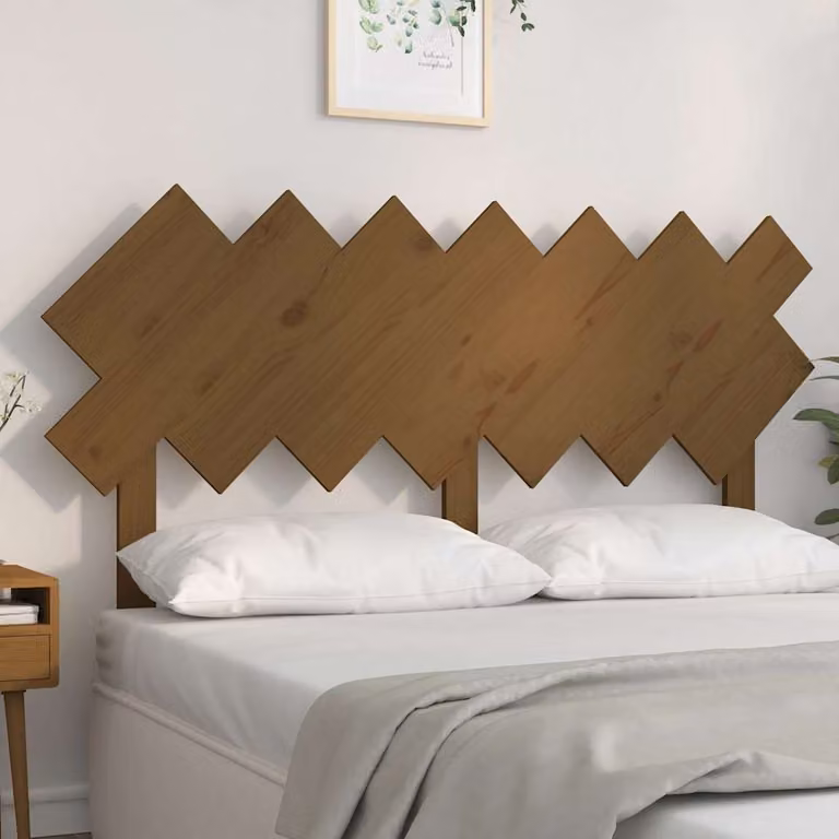 Testiera per letto vidaXL in legno massello di pino color ambra, stile rustico, L 151,5 x P 3 x H 81 cm