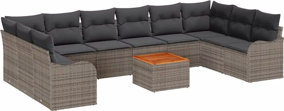 Set Divano da Giardino 10 pcs Grigio polyrattan