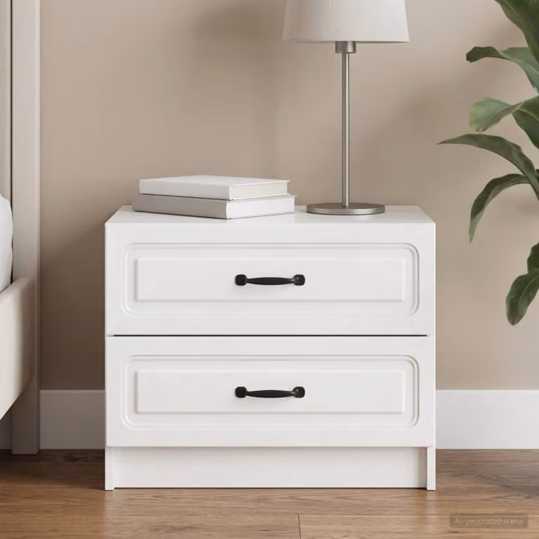 vidaXL Armadio da Notte Moderno Bianco Lucido L 62 cm x P 34,5 cm x H 44,5 cm