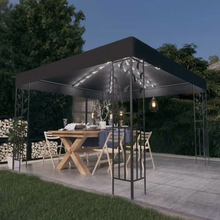 Gazebo con luci LED 3x3 m antracite di The Living Store