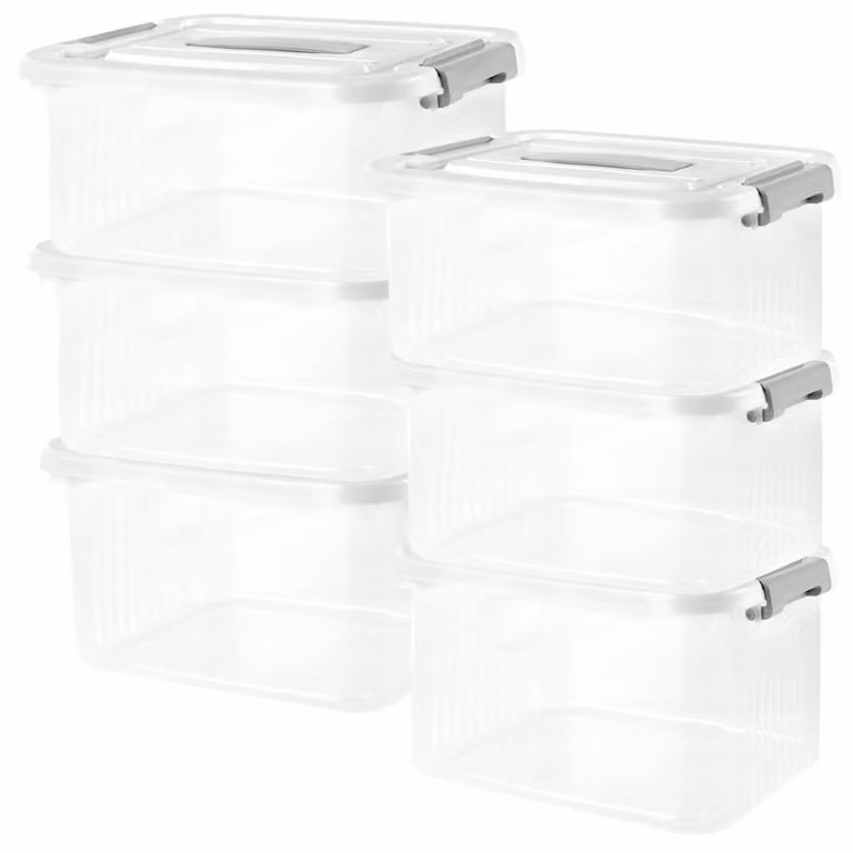 Solidchoice - Set di 6 contenitori in plastica con coperchio, 26 x 20 x 15 cm, contenitori impilabili