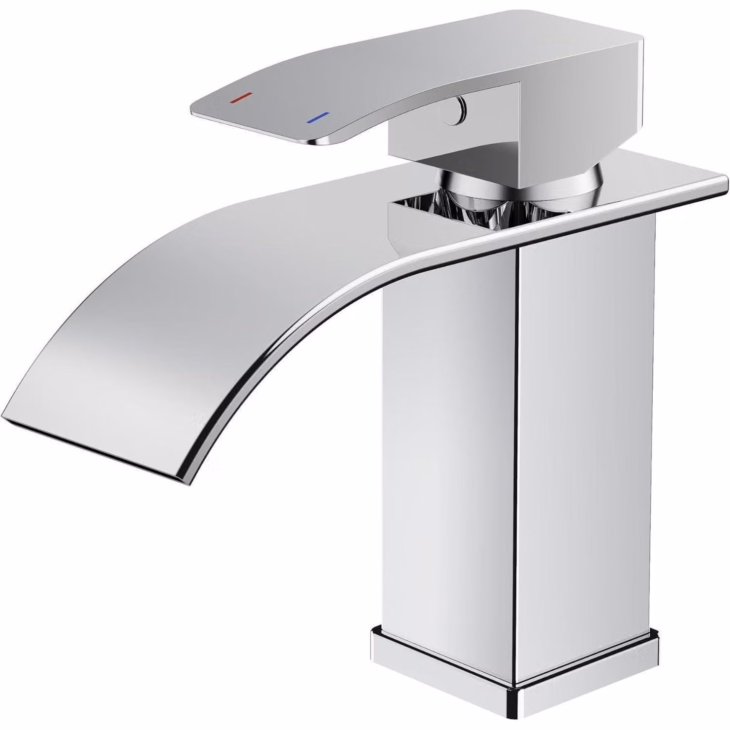 Rubinetto da bagno, modello cascata, miscelatore monocomando, finitura cromata, altezza del beccuccio: 80 mm
