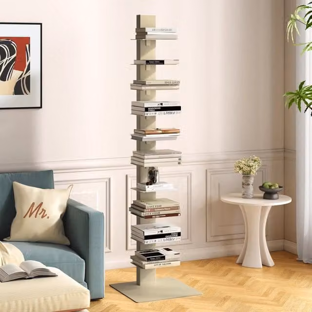 Libreria a schienale aperto Eksjö en.casa con 10 ripiani in metallo color cammello H: 150 cm, L: 39 cm, P: 39 cm – 1