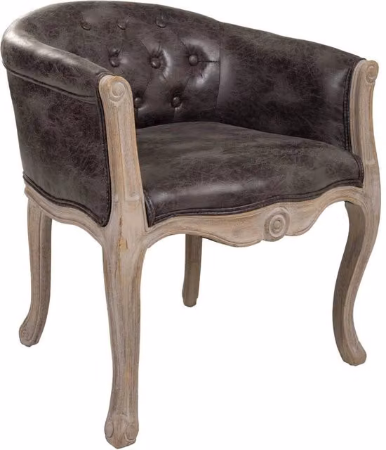 Poltrona tub in ecopelle nera con struttura in legno WANDERLUST DECO L/P/H: 61 x 61 x 71 cm – 1