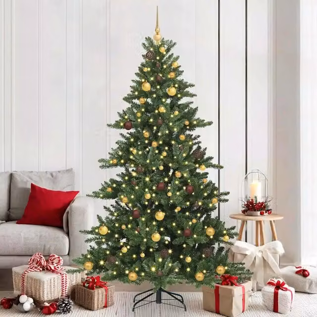 Albero di Natale artificiale verde con luci LED warm white vidaXL Altezza: 210 cm – 1