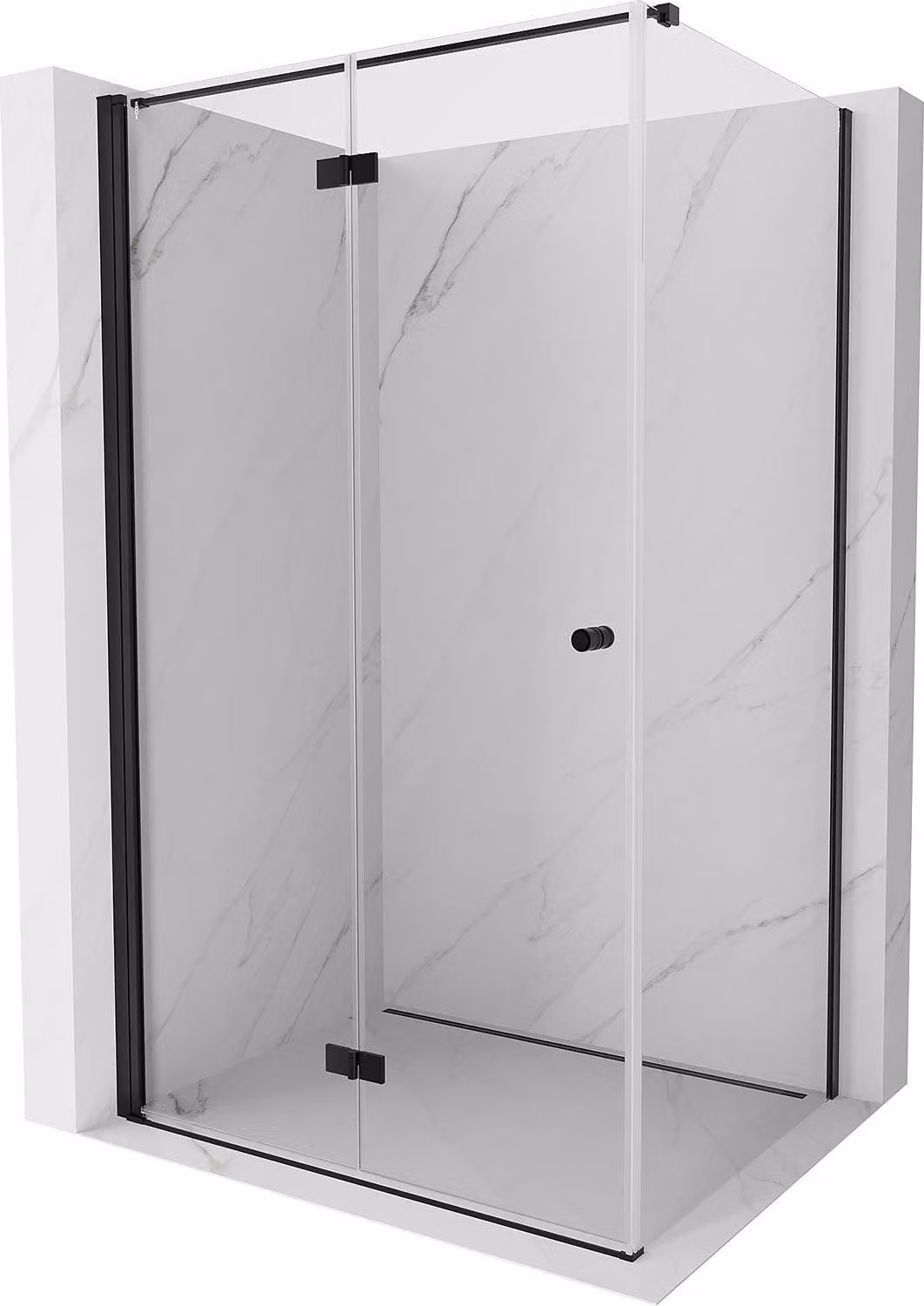 Mexen Mist-F cabina doccia pieghevole sinistra 110 x 95 cm, trasparente, nero - 8A6T-110-095-70-00-L