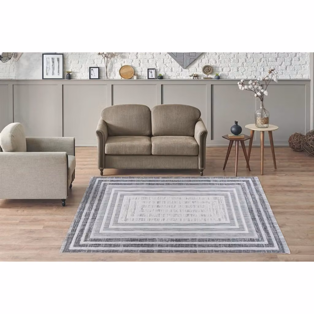 Tappeto Sarai Kendra Home a tessitura piatta con motivo geometrico moderno, colori marrone, beige e grigio