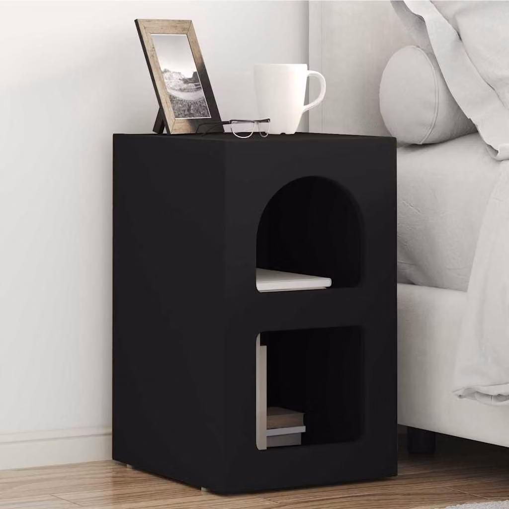 Set di 2 comodini moderni vidaXL ELST in colore nero opaco, L 29,5 cm x P 33,5 cm x H 50 cm