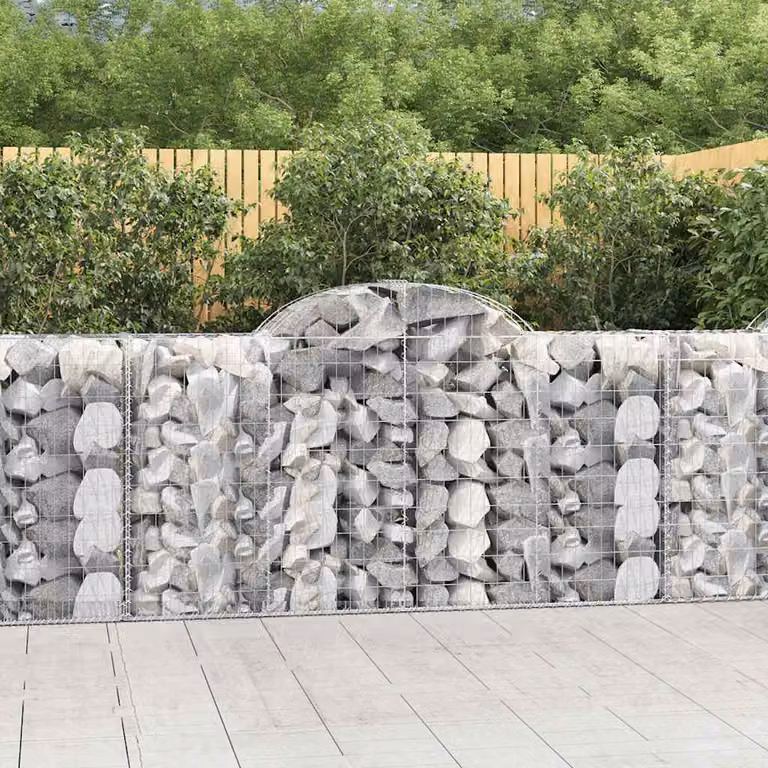 Set di 4 Cesti Gabbioni ad Arco vidaXL in Acciaio Zincato Grigio L: 200 cm, P: 50 cm, H: 100/120 cm