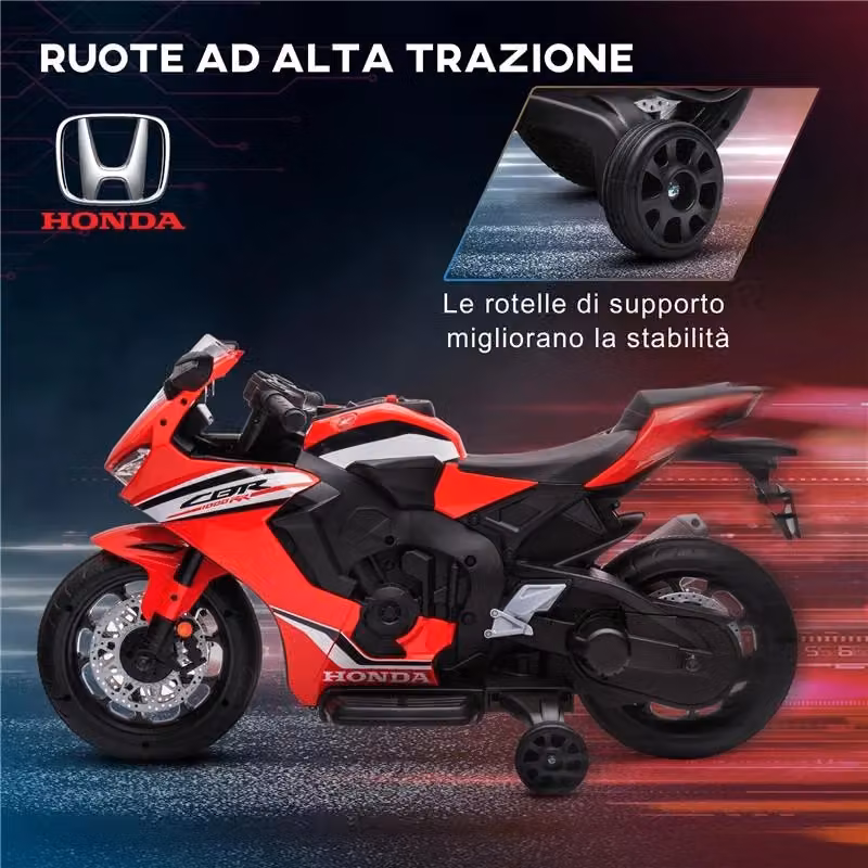 Moto elettrica per bambini Honda con batteria ricaricabile, colore rosso – 2