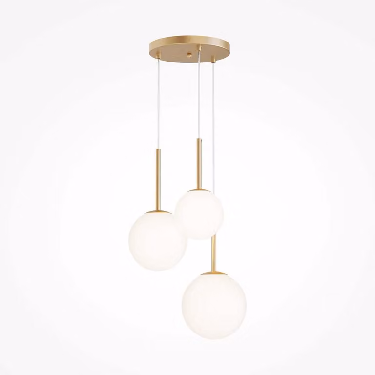 Lampadario A Sospensione Moderno Basic Form Metallo Oro Vetro 3 Luci E14 40W