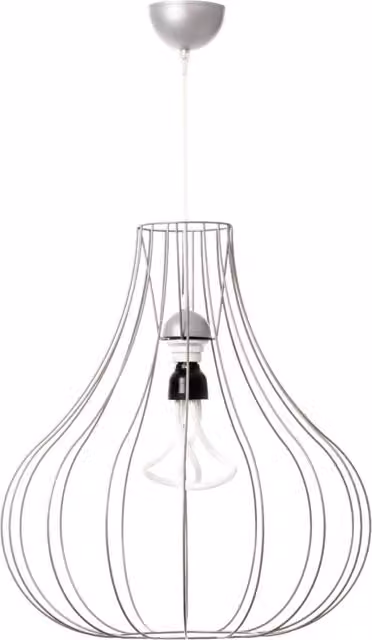 Lampadario a Sospensione Industrial Kendra Home in Metallo Argento e Bianco