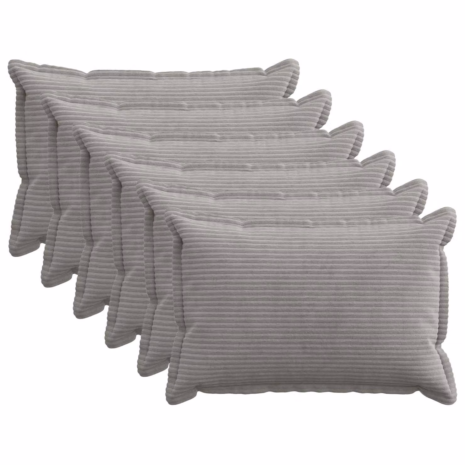 Set di 6 federe vidaXL HOUTEN in velluto a coste grigio chiaro, L 80 x P 50 cm