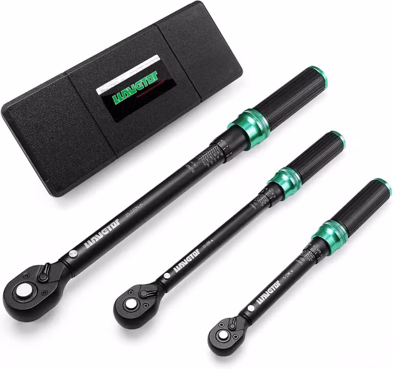 Set di chiavi dinamometriche, 3 pezzi, con gamme da 5-25 Nm, 10-60 Nm e 20-220 Nm, colore verde