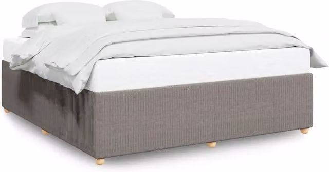 Letto matrimoniale DESIGN IN in tessuto beige o grigio con struttura in legno e doghe fisse L/P: 200 x 200 cm