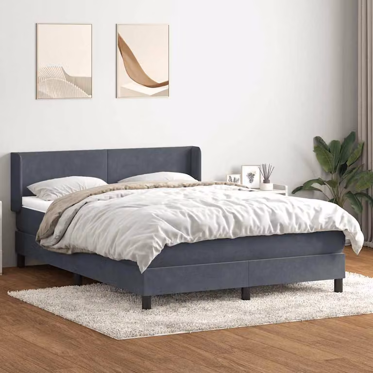 Maison Exclusive - Letto box spring con materasso grigio scuro 160x210 cm velluto