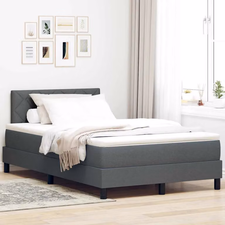 Letto ibrido con testiera vidaXL in tessuto grigio, L/P/H: 120 x 200 cm