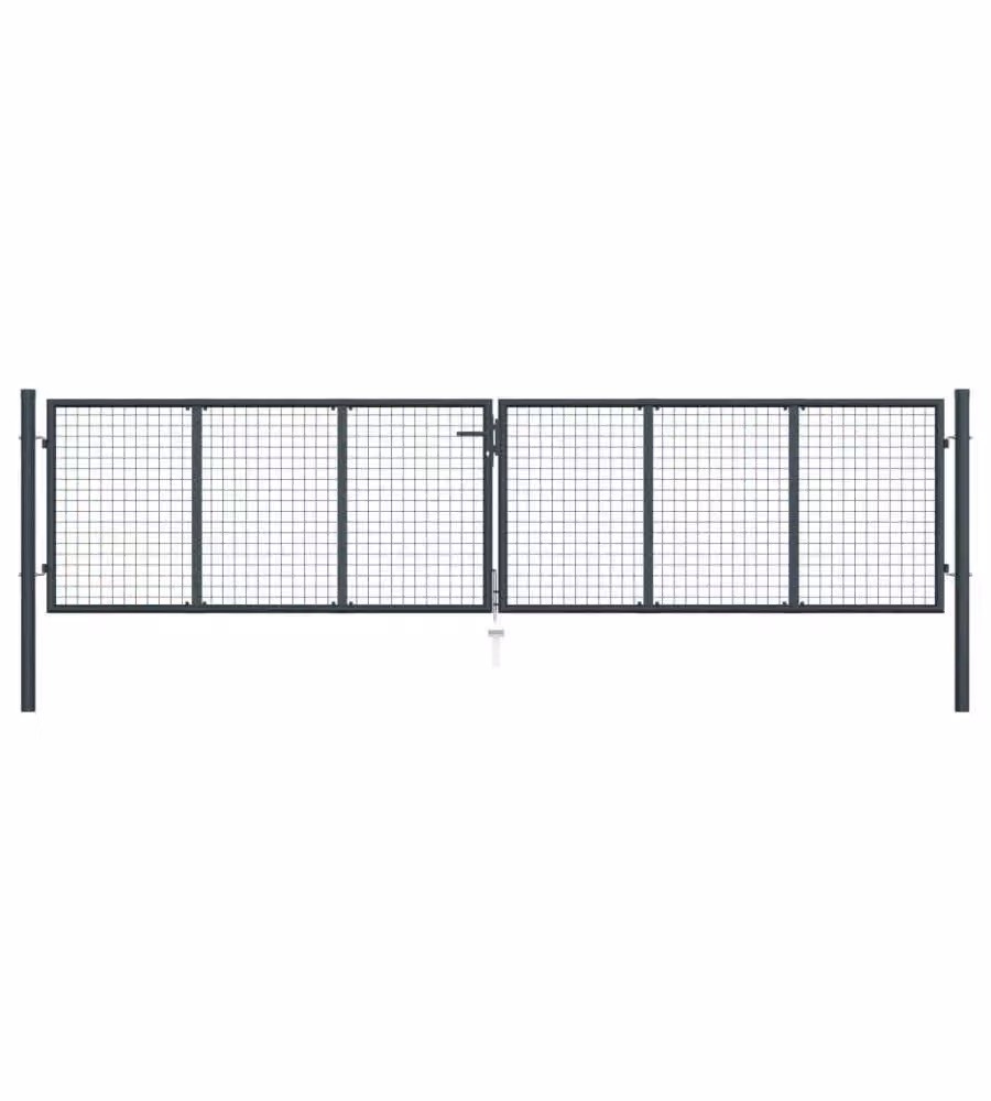 Cancello per Giardino in Acciaio Zincato Grigio 400x175 cm
