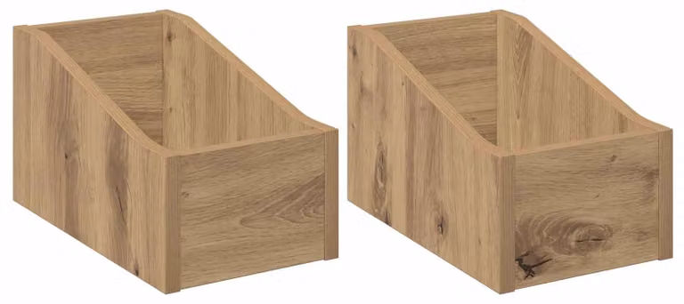 Scatola per dischi in vinile, 2 pezzi, legno effetto rovere artigianale, dimensioni 18 x 32 x 18 cm