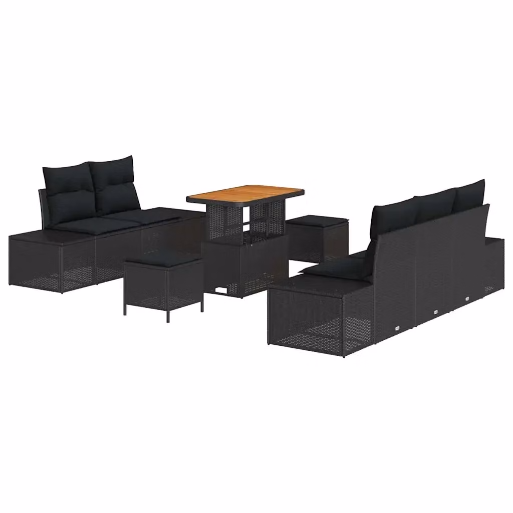 Set Divano da Giardino a L vidaXL 8 Pezzi con Cuscini e Tavolino Nero – 2
