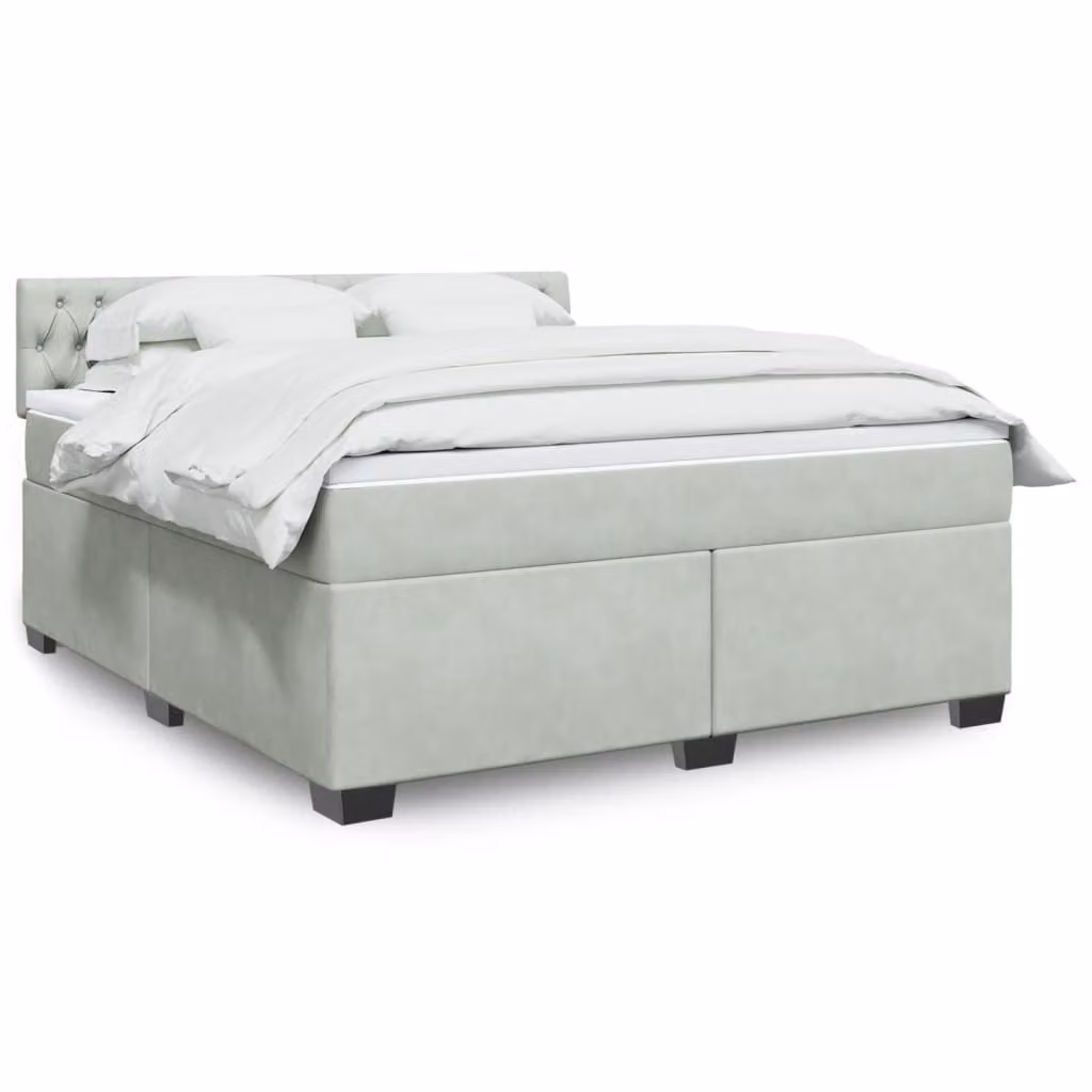 vidaXL Giroletto a Molle con Materasso in Velluto Grigio Chiaro L: 180 cm, P: 200 cm
