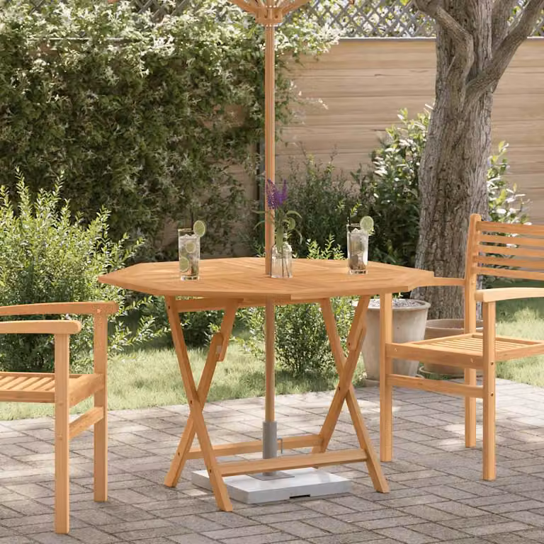 vidaXL Tavolo da Giardino Pieghevole Quadrato in Teak Grigio L: 110 cm, P: 110 cm, H: 75 cm