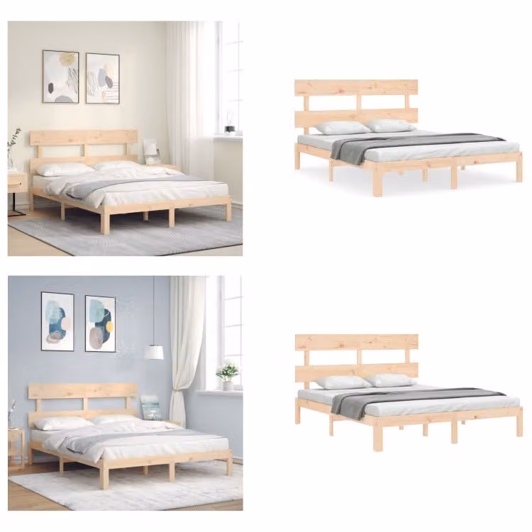 vidaXL Letto in legno massiccio con testiera - Struttura del letto - Cornici del letto - Struttura del letto - Letto