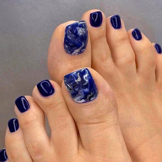 Unghie finte in acrilico color blu scintillante - Unghie per donne e ragazze - Confezione da 24 pezzi