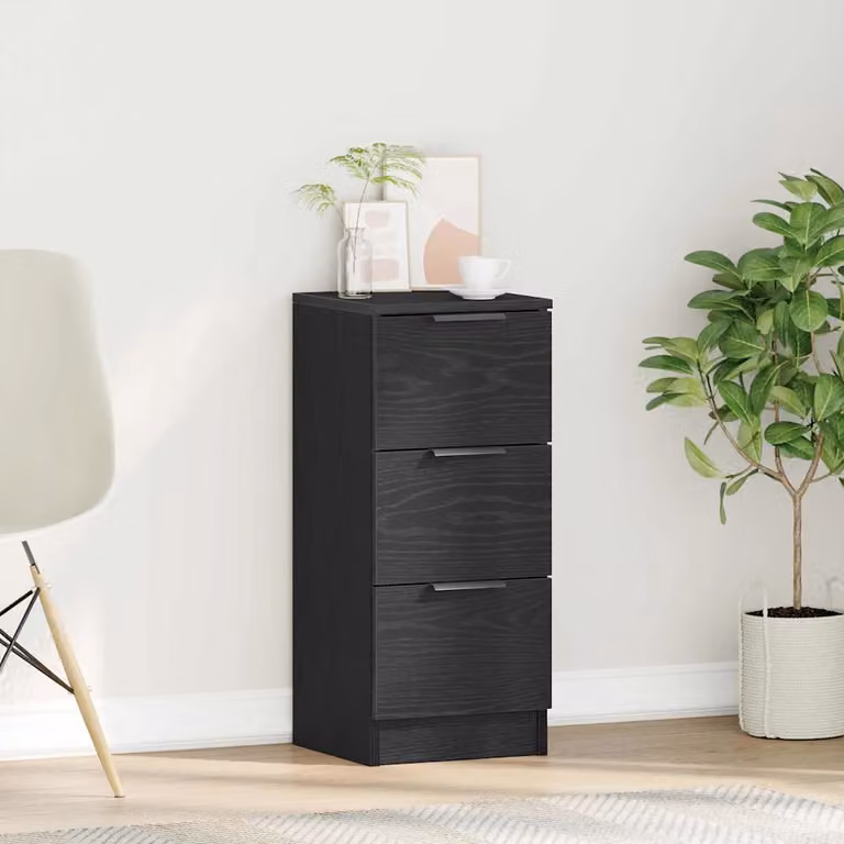 Credenza moderna vidaXL in legno MDF nero L/P/H: 30 x 30 x 70 cm