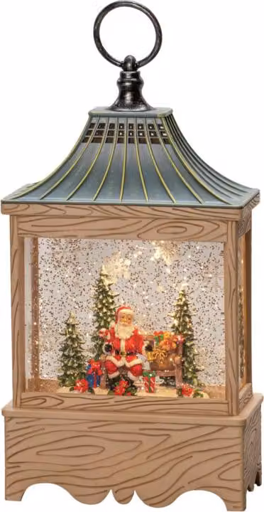 Lanterna ad acqua LED Konstsmide, "Babbo Natale e albero", colore naturale, riempita d'acqua, timer 5 ore, 1 diodo bianco caldo, a batteria e USB, per interni - 4288-000