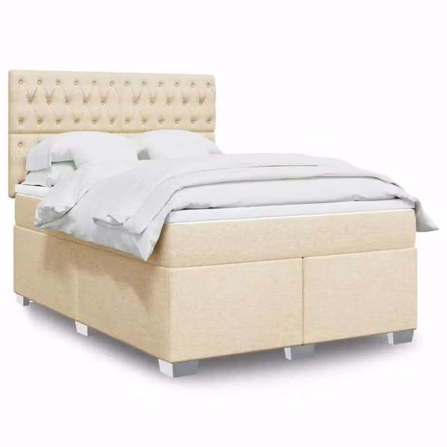 Giroletto a Molle con Materasso Crema 140x19 cm in Tessuto 3292795