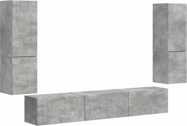 Set mobile TV 4 pz | Armadietto TV | Mobile Porta TV Grigio cemento Legno multistrato
