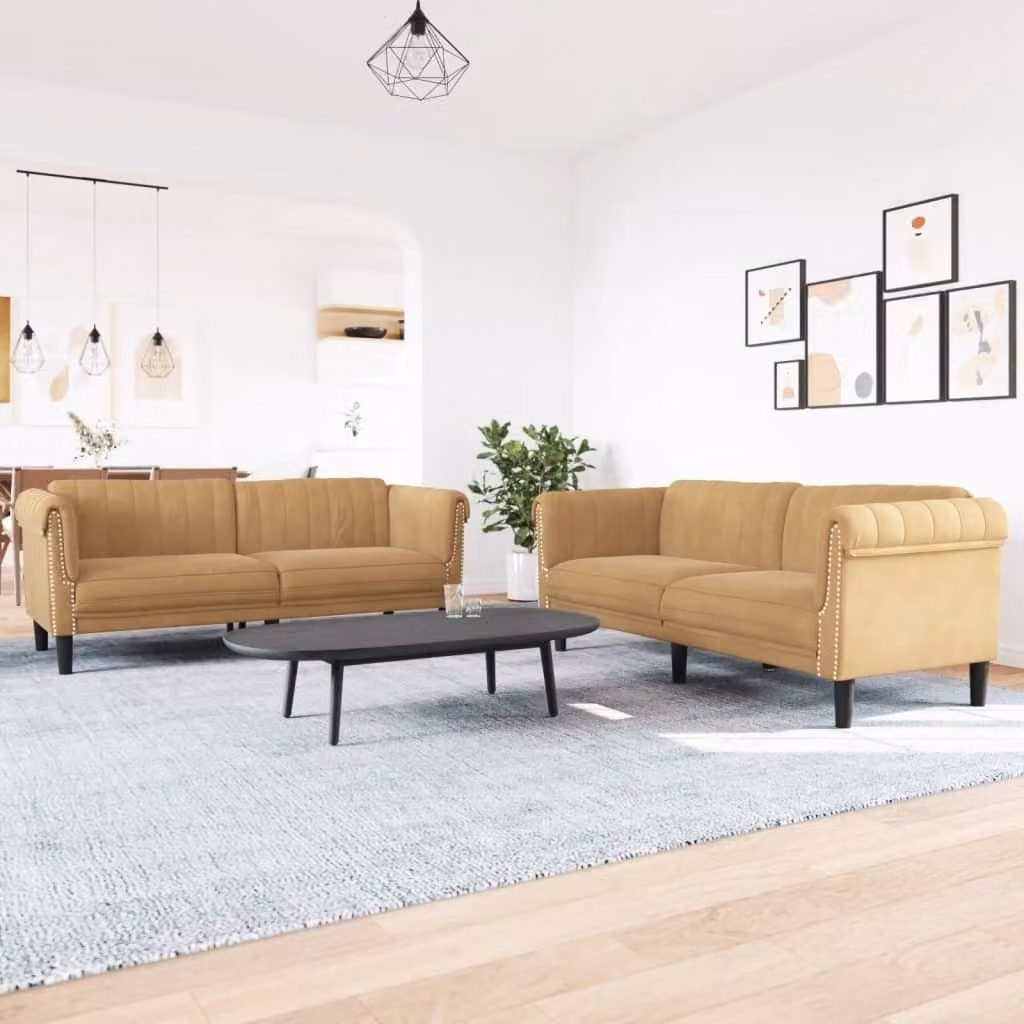 Maison Exclusive - Set divano 2 pezzi in velluto marrone