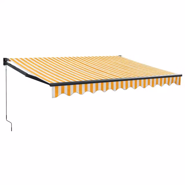 Tenda da Sole | Tenda Retrattile Gialla e Bianca 3x2,5 m in Tessuto e Alluminio